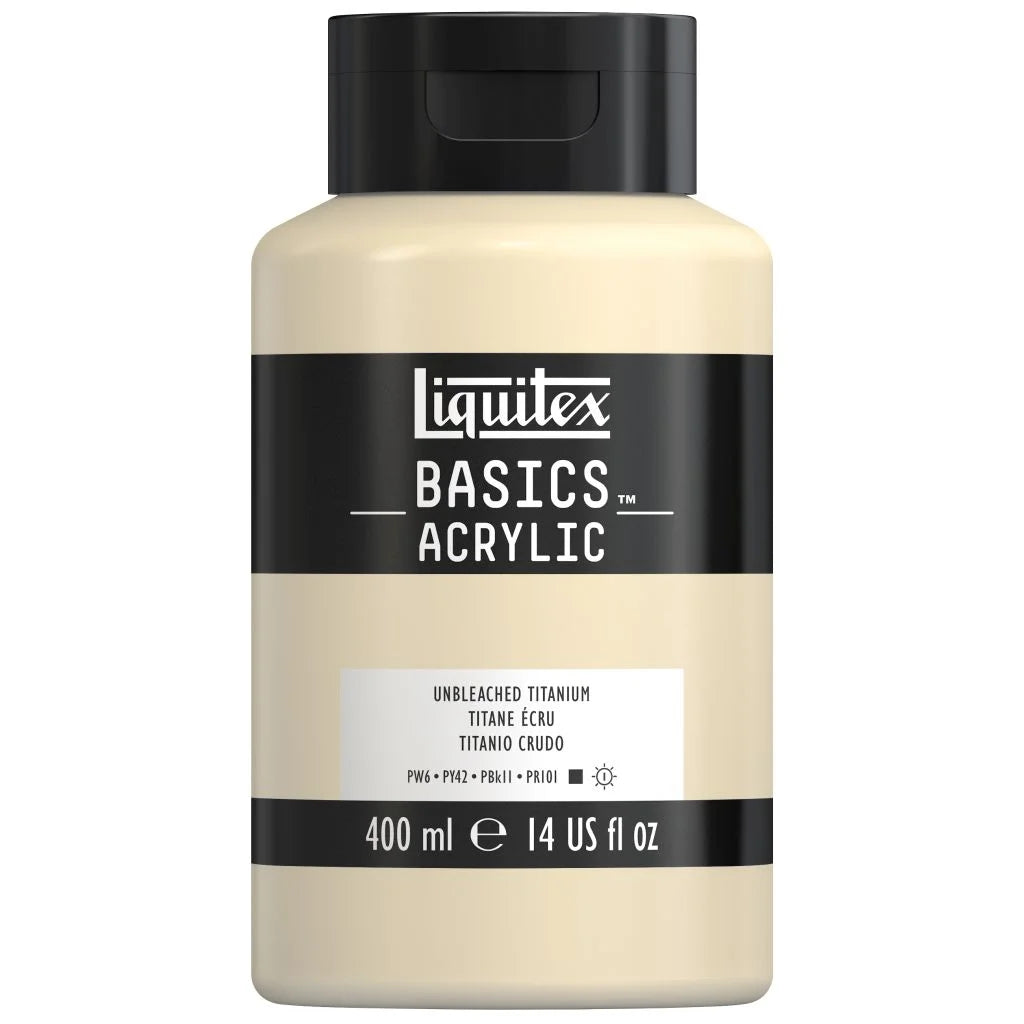 LIQUITEX BASICS ACRYLIC COLOUR - JAR OF 400 ML - UNBLEACHED TITANIUM (434)