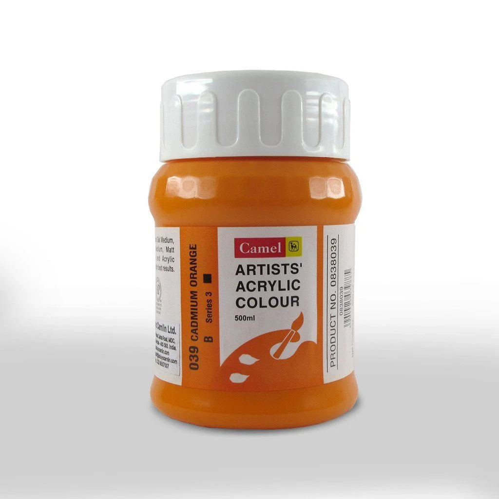 CAMEL ARTISTS' ACRYLIC COLOUR - CADMIUM ORANGE (039) - JAR OF 500 ML