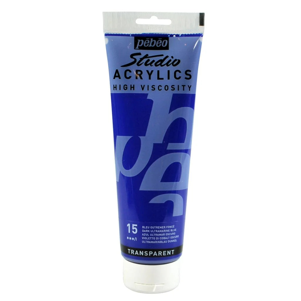 PEBEO HIGH VISCOSITY STUDIO ACRYLICS - DARK ULTRAMARINE BLUE (15) - TUBE OF 250 ML