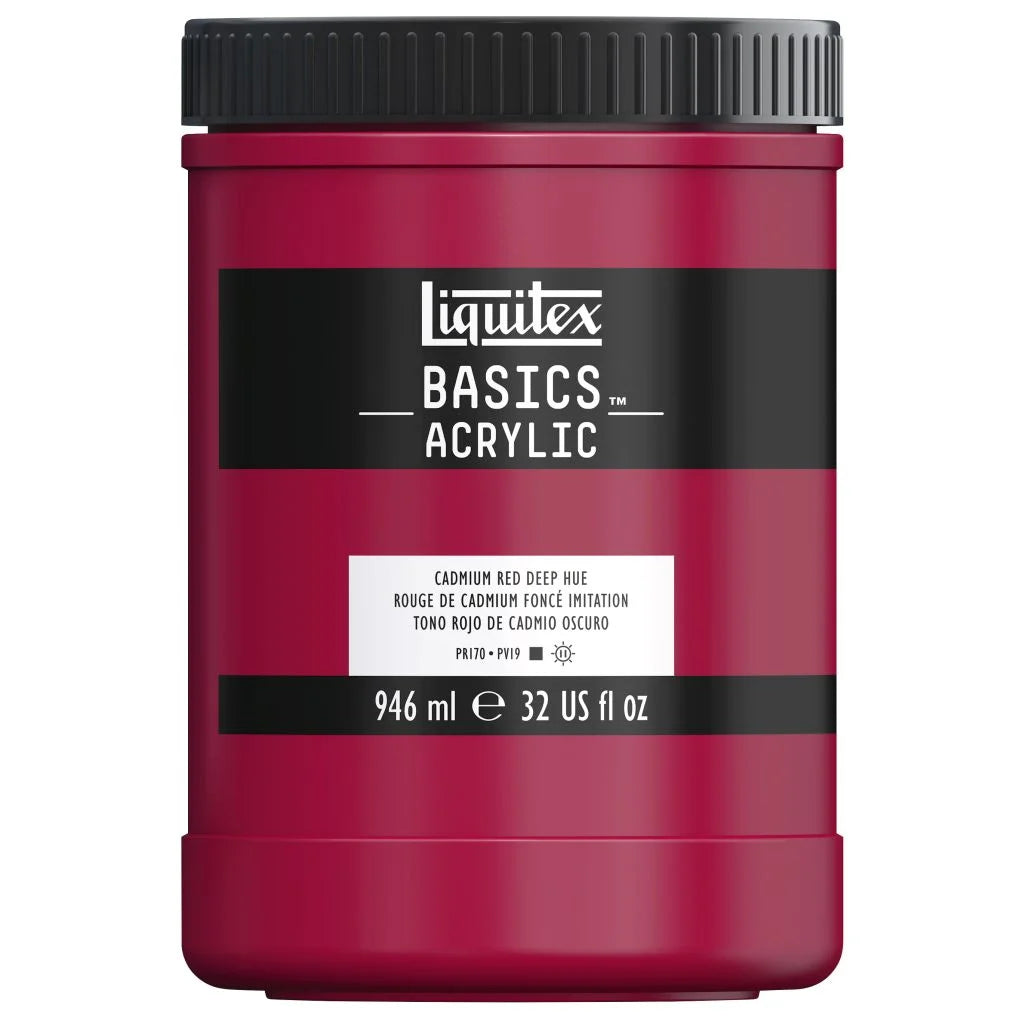 LIQUITEX BASICS ACRYLIC COLOUR - JAR OF 946 ML - CADMIUM RED DEEP HUE (311)