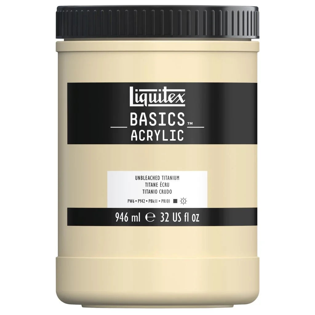 LIQUITEX BASICS ACRYLIC COLOUR - JAR OF 946 ML - UNBLEACHED TITANIUM (434)