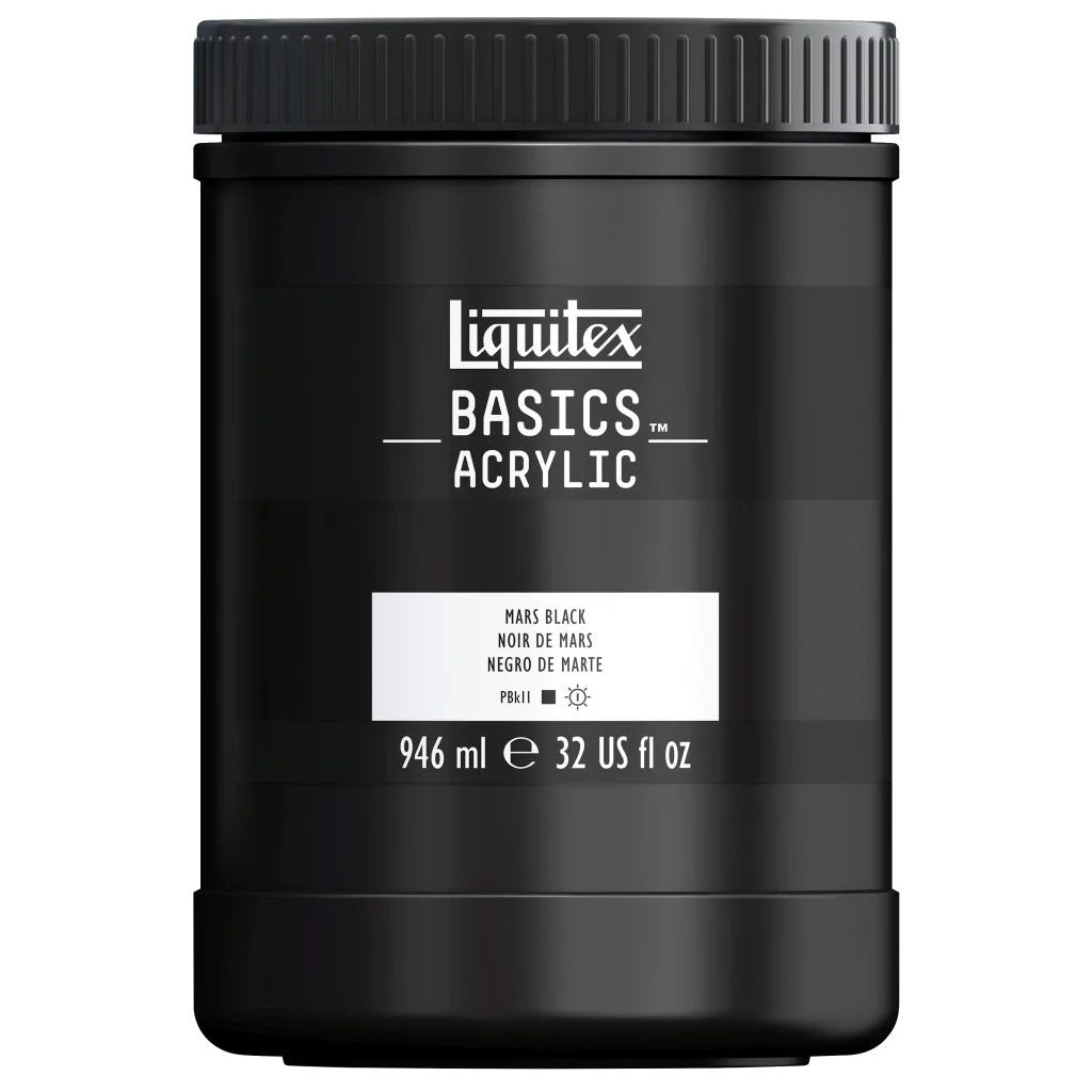 LIQUITEX BASICS ACRYLIC COLOUR - JAR OF 946 ML - MARS BLACK (276)