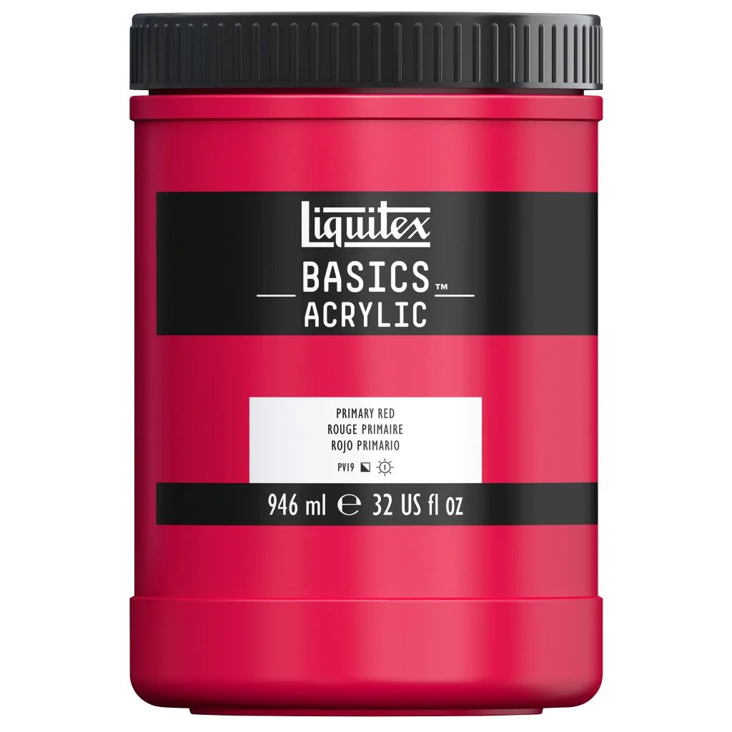 LIQUITEX BASICS ACRYLIC COLOUR - JAR OF 946 ML - PRIMARY RED (415)