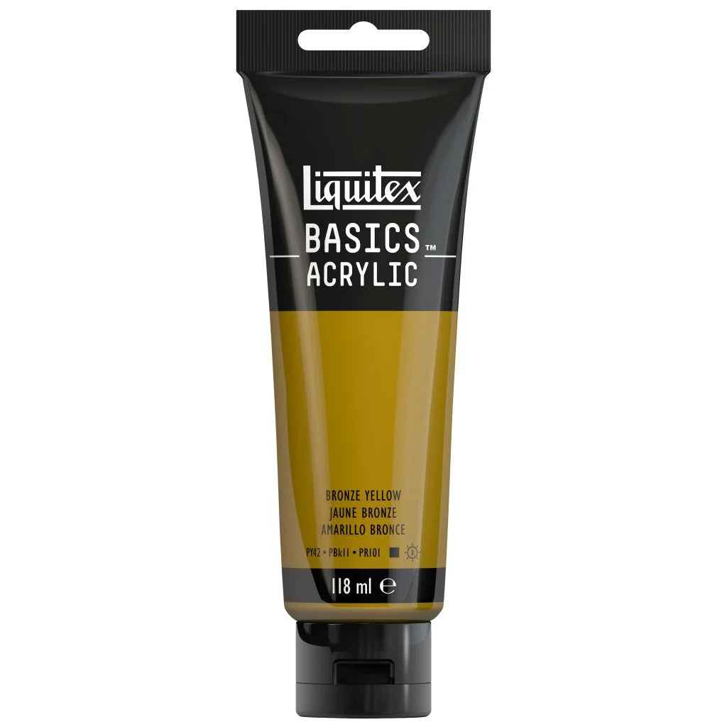 LIQUITEX BASICS ACRYLIC COLOUR - TUBE OF 118 ML - BRONZE YELLOW (530)