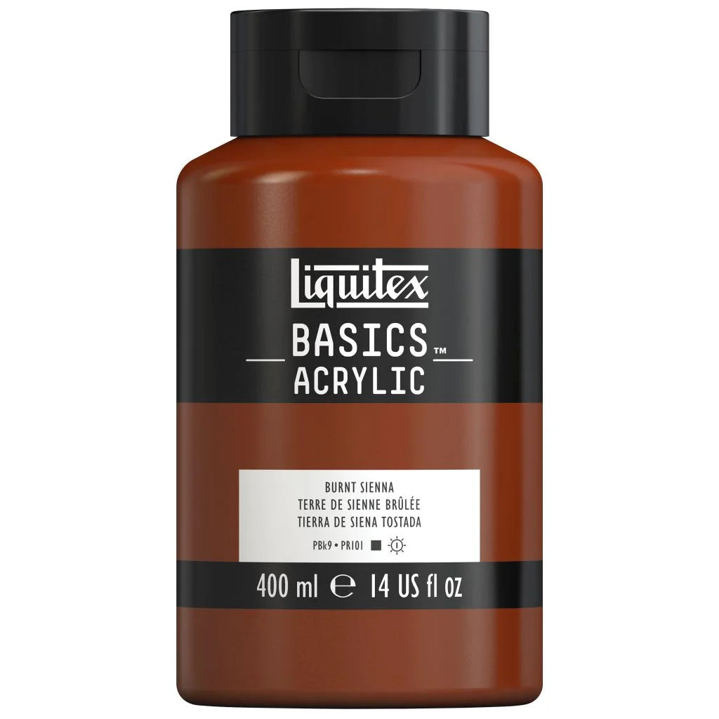 LIQUITEX BASICS ACRYLIC COLOUR - JAR OF 400 ML - BURNT SIENNA (127)