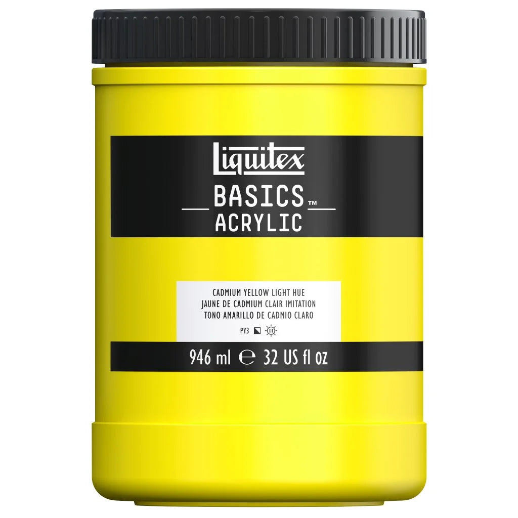 LIQUITEX BASICS ACRYLIC COLOUR - JAR OF 946 ML - CADMIUM YELLOW LIGHT HUE (159)