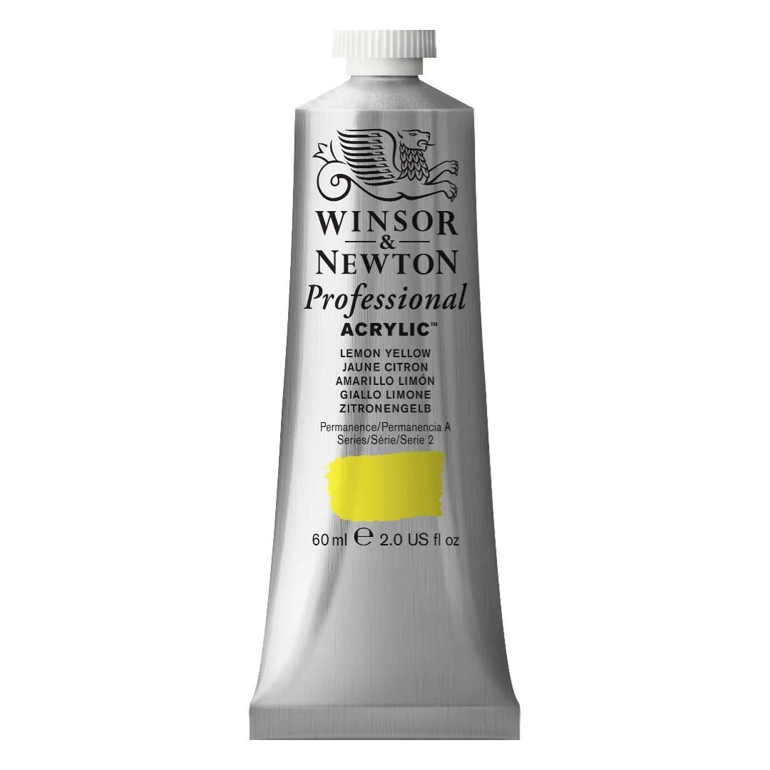 WINSOR & NEWTON PROFESSIONAL ACRYLIC COLOUR - TUBE OF 60 ML - LEMON YELLOW (346)