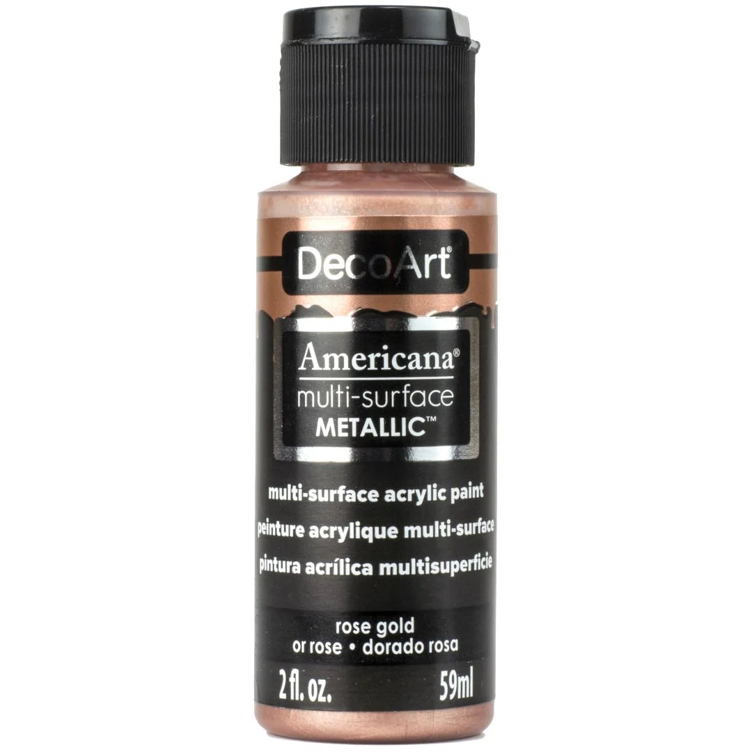 DECOART AMERICANA ACRYLIC PAINT - MULTI SURFACE METALLICS - 59 ML (2 OZ) - ROSE GOLD (800)