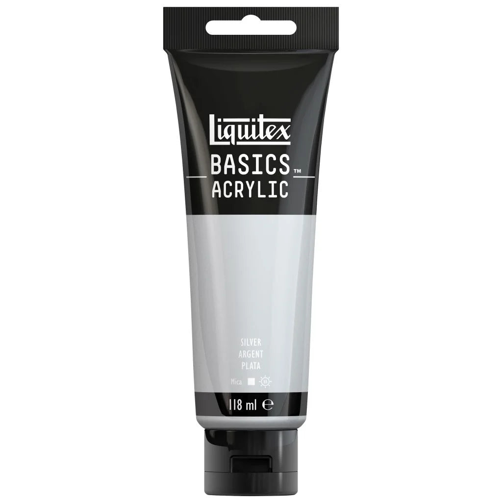 LIQUITEX BASICS ACRYLIC COLOUR - TUBE OF 118 ML - SILVER (430)