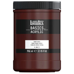 LIQUITEX BASICS ACRYLIC COLOUR - JAR OF 946 ML - BURNT UMBER (128)