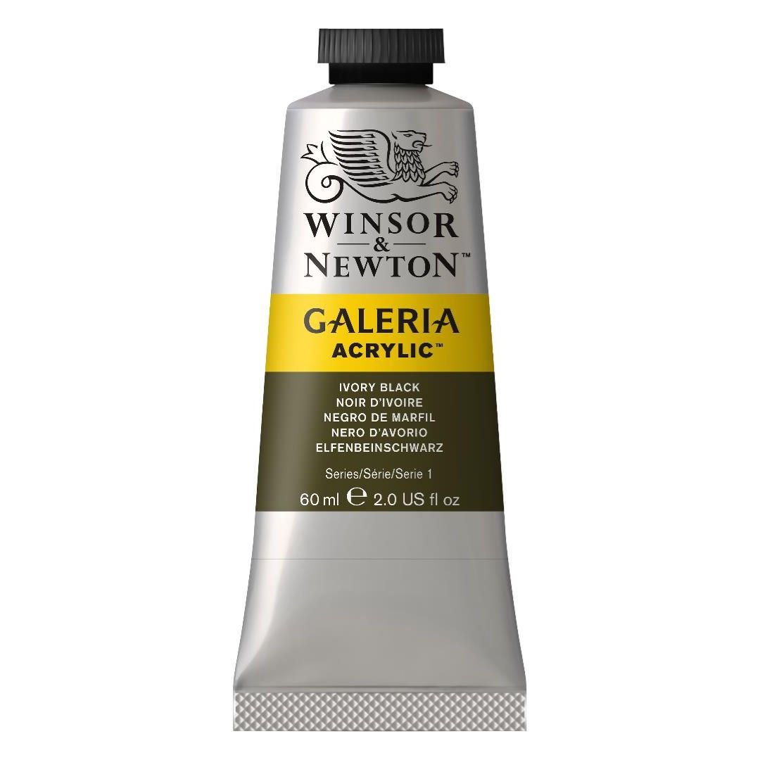 WINSOR & NEWTON GALERIA ACRYLIC COLOUR - TUBE OF 60 ML - IVORY BLACK (331)