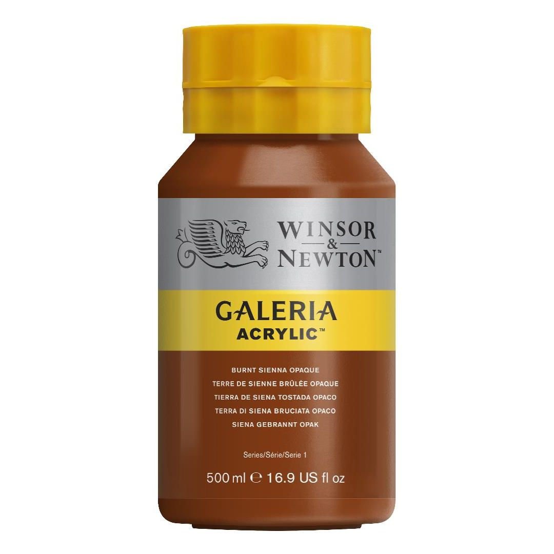 WINSOR & NEWTON GALERIA ACRYLIC COLOUR - JAR OF 500 ML - BURNT SIENNA OPAQUE (077)