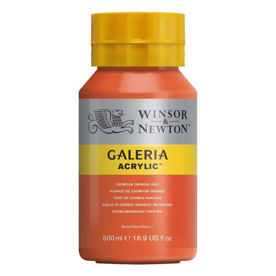 WINSOR & NEWTON GALERIA ACRYLIC COLOUR - JAR OF 500 ML - CADMIUM ORANGE HUE (090)