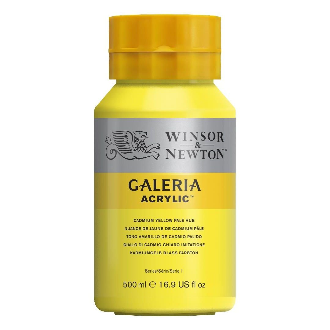 WINSOR & NEWTON GALERIA ACRYLIC COLOUR - JAR OF 500 ML - CADMIUM YELLOW PALE HUE (114)