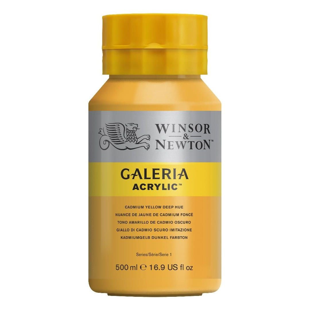 WINSOR & NEWTON GALERIA ACRYLIC COLOUR - JAR OF 500 ML - CADMIUM YELLOW DEEP HUE (115)