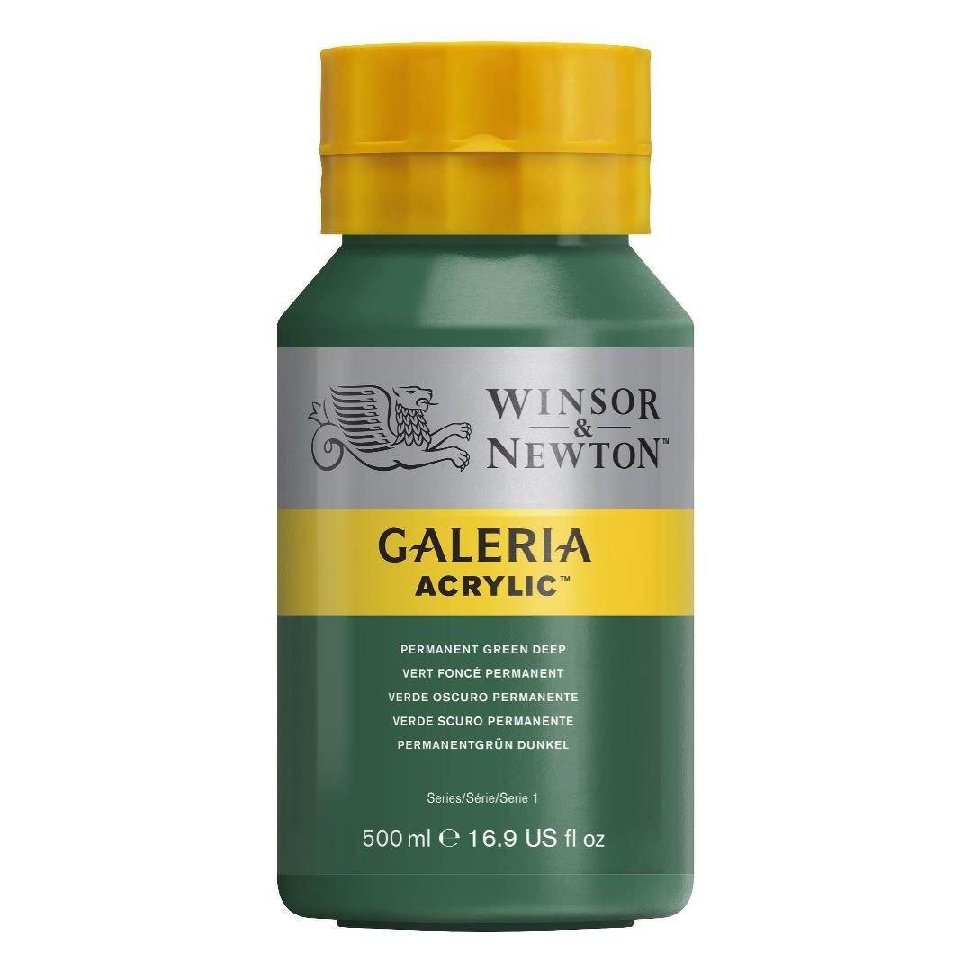 WINSOR & NEWTON GALERIA ACRYLIC COLOUR - JAR OF 500 ML - PERMANENT GREEN DEEP (482)