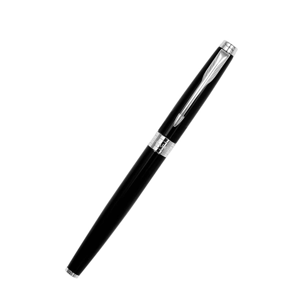 Parker Aster LACQUE Black Chrome Plated Trim Fountain Pen – Medium Nib