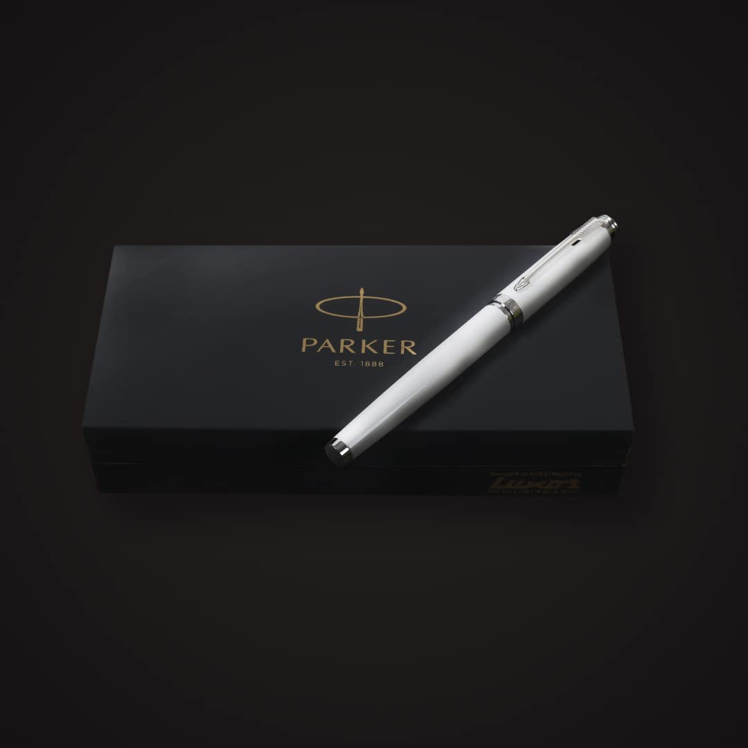 Parker Ambient White Chrome Trim Roller Ball Pen