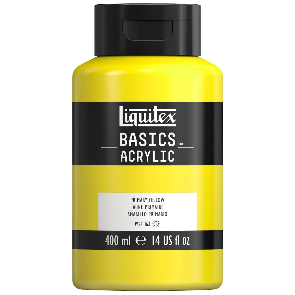 LIQUITEX BASICS ACRYLIC COLOUR - JAR OF 400 ML - PRIMARY YELLOW (410)