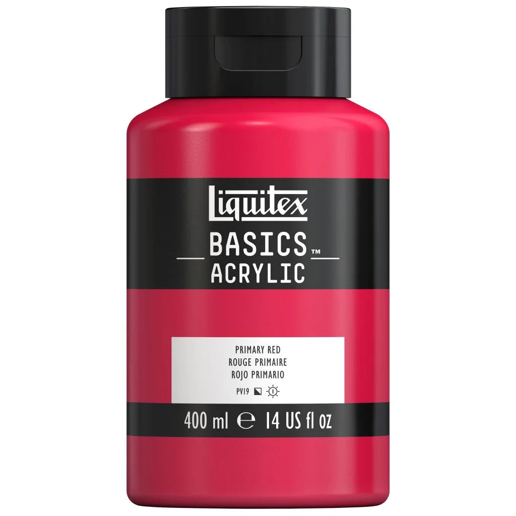 LIQUITEX BASICS ACRYLIC COLOUR - JAR OF 400 ML - PRIMARY RED (415)