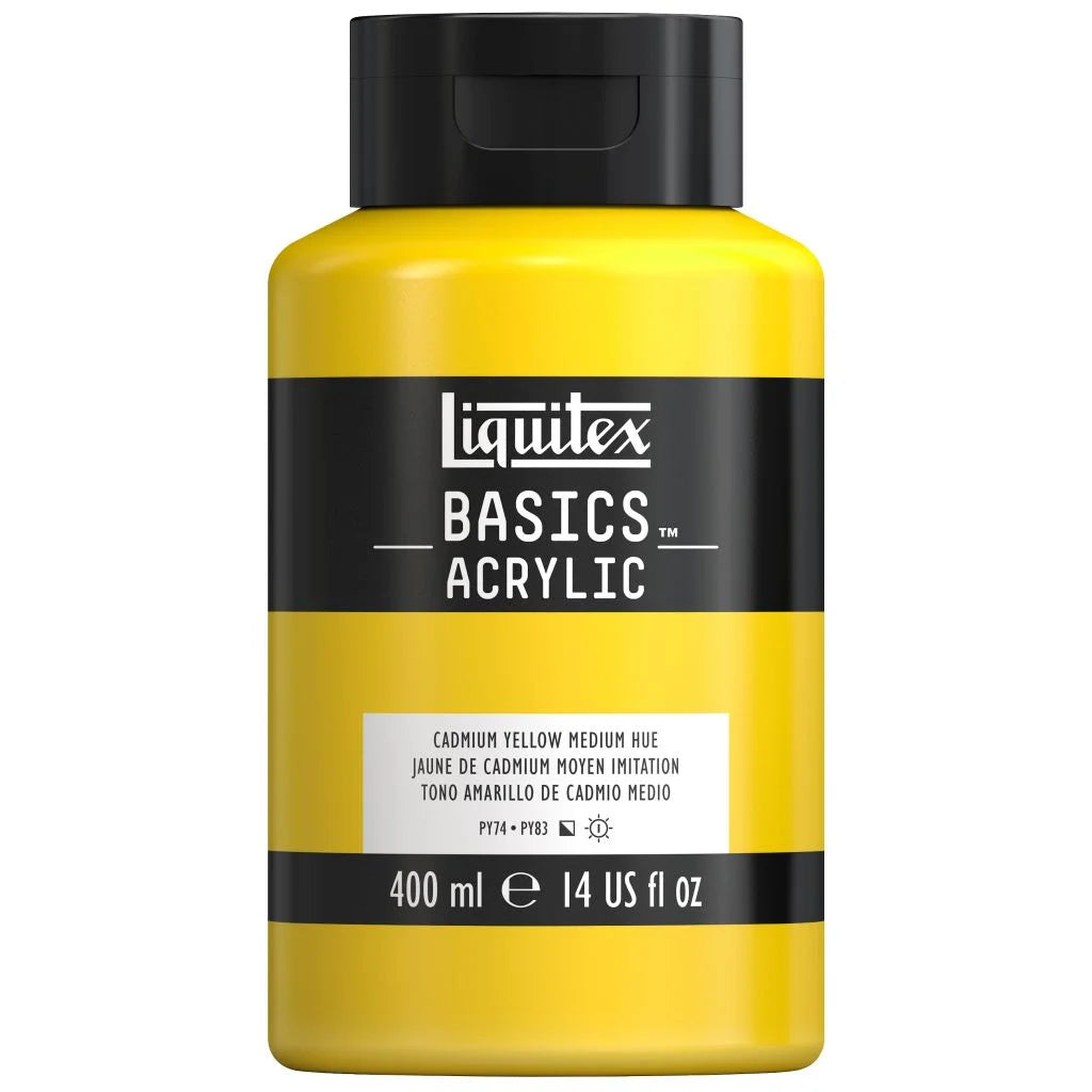 LIQUITEX BASICS ACRYLIC COLOUR - JAR OF 400 ML - CADMIUM YELLOW MEDIUM HUE (830)