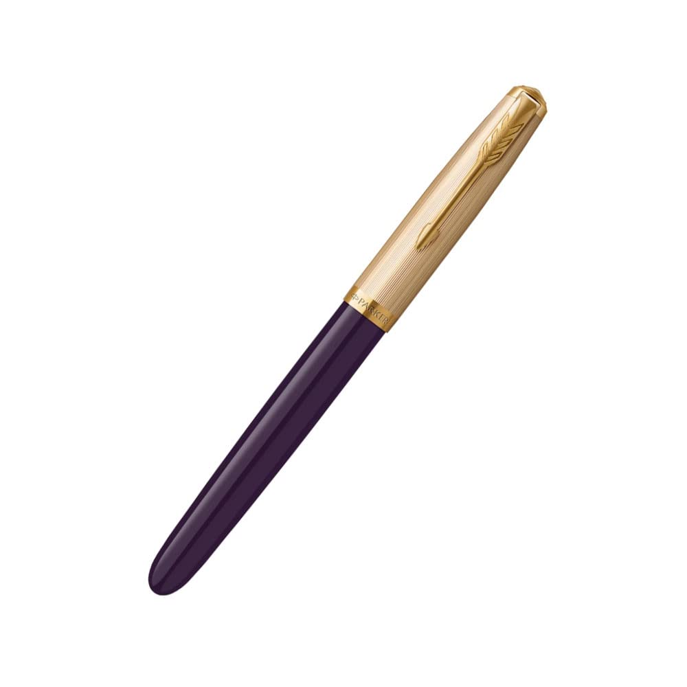 Parker 51 DELUXE PLUM WITH GOLD TRIM FOUNTAIN PEN – 18KT GOLD FINE NIB