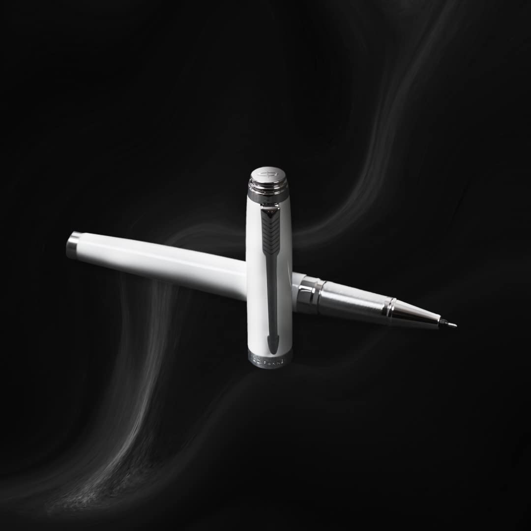 Parker Ambient White Chrome Trim Roller Ball Pen