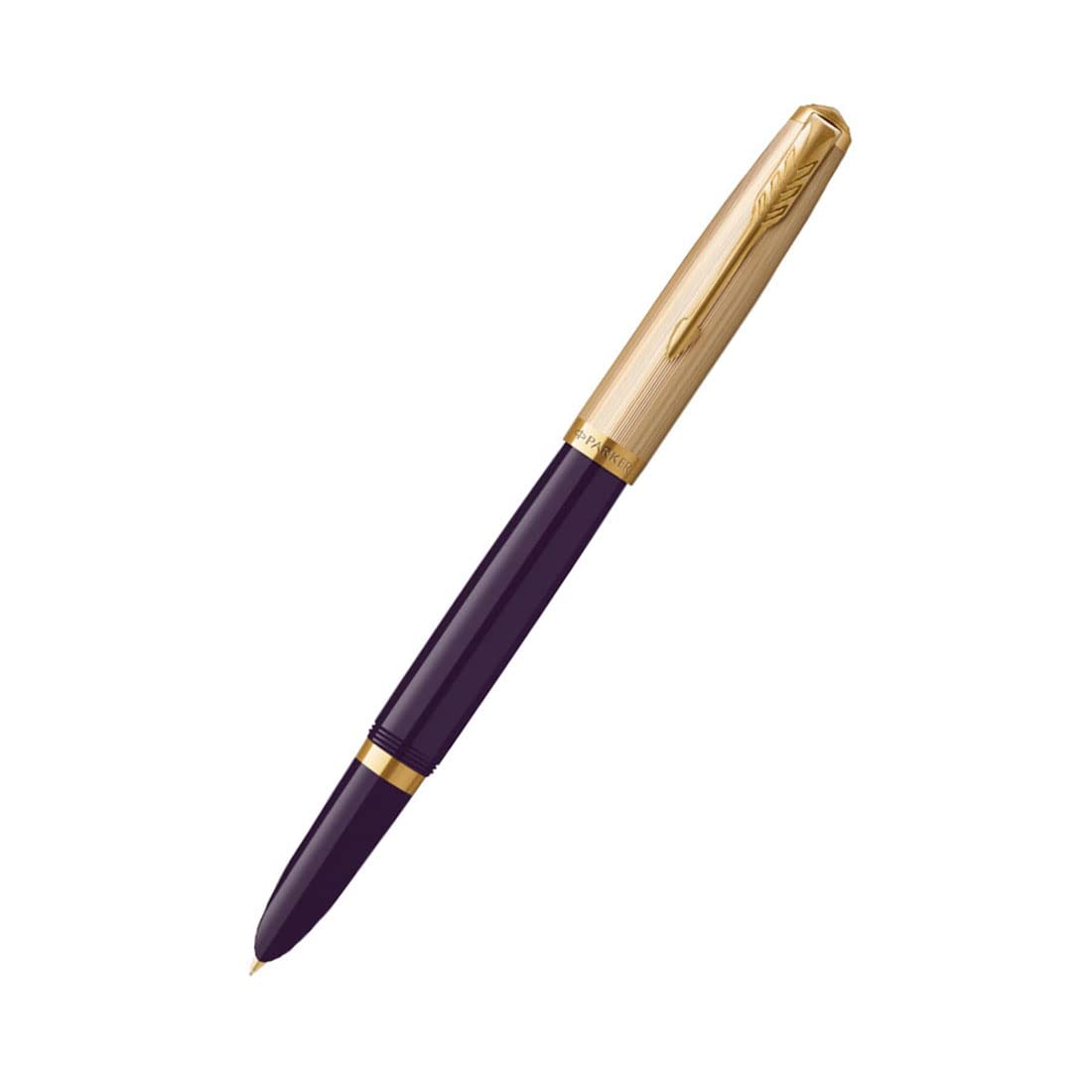 Parker 51 DELUXE PLUM WITH GOLD TRIM FOUNTAIN PEN – 18KT GOLD FINE NIB