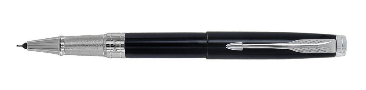 Parker Aster Chrome Trim Roller Ball Pen | Body Color - Black | Ink Color - Blue