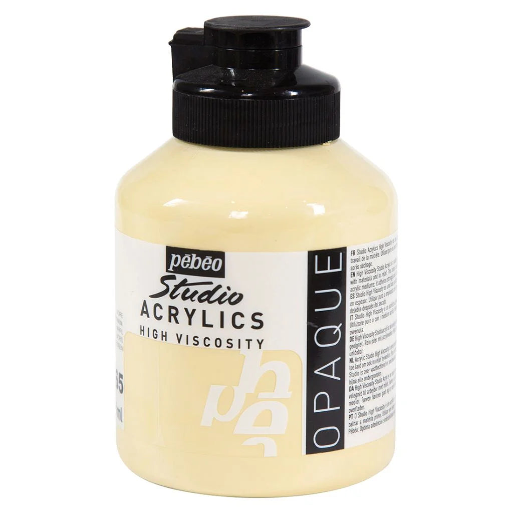 PEBEO HIGH VISCOSITY STUDIO ACRYLICS - IVORY (65) - JAR OF 500 ML