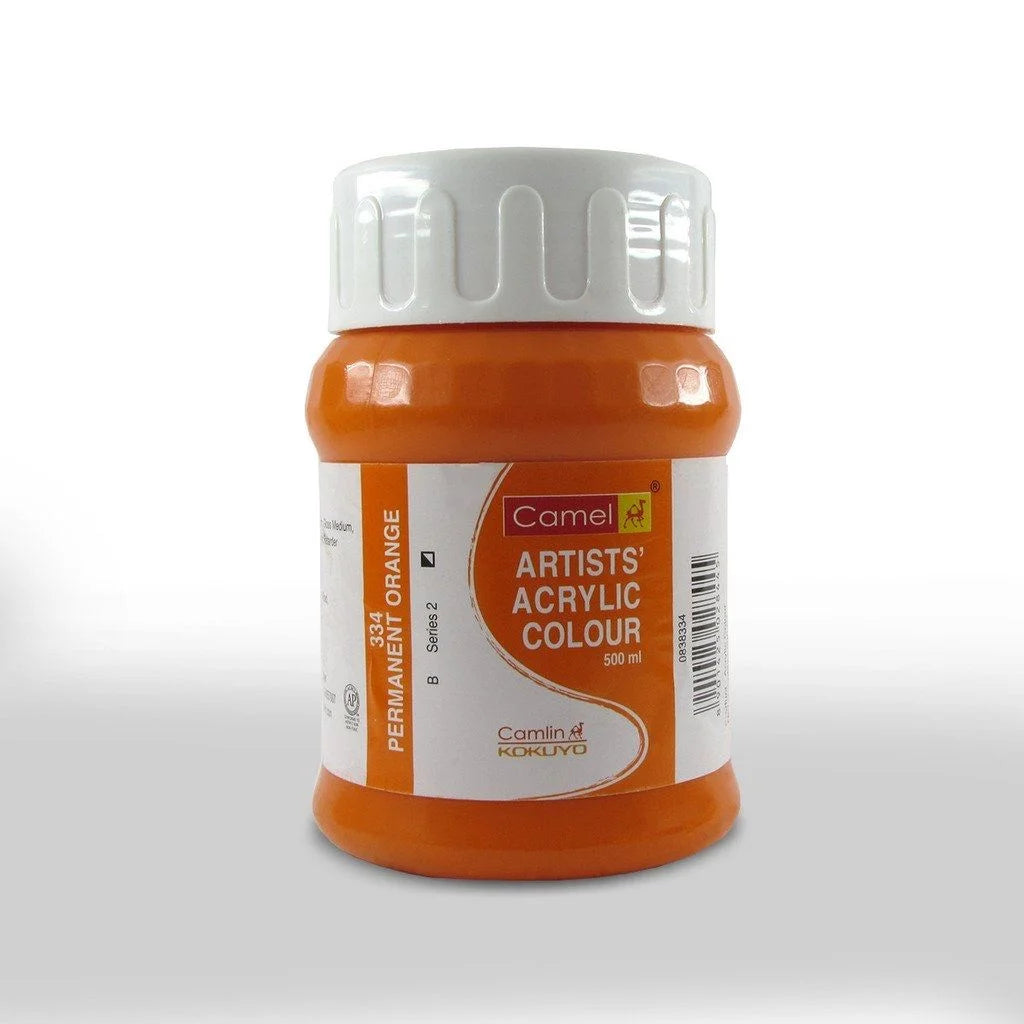 CAMEL ARTISTS' ACRYLIC COLOUR - PERMANENT ORANGE (334) - JAR OF 500 ML