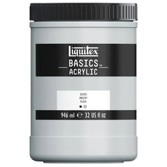 LIQUITEX BASICS ACRYLIC COLOUR - JAR OF 946 ML - SILVER (430)