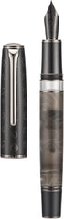 HONGDIAN N7 Gray Resin Piston Fountain Pen, Iridium Fine Nib Classic Pen Robbit on Top, Smooth Writing Pen with Metal Box