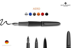 DIPLOMAT Aero Black Fountain Pen (M)