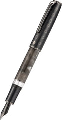 HONGDIAN N7 Gray Resin Piston Fountain Pen, Iridium Fine Nib Classic Pen Robbit on Top, Smooth Writing Pen with Metal Box