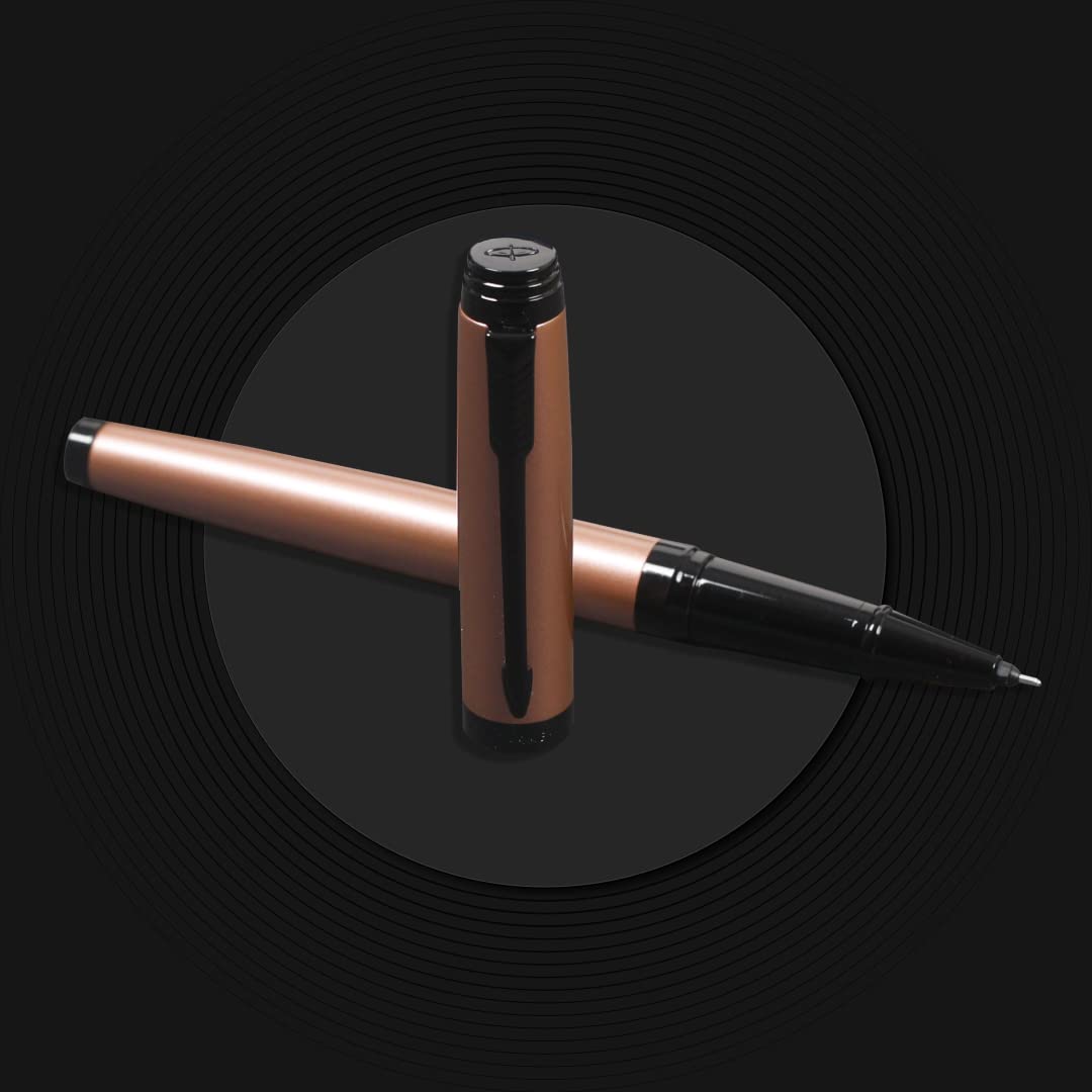 Parker Ambient Rose Gold Black Metal Trim Roller Ball Pen