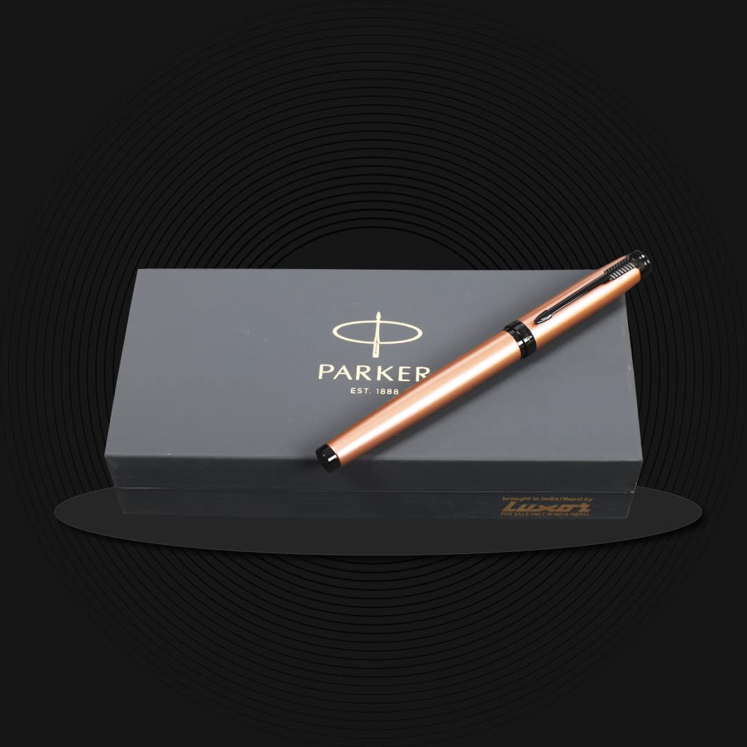 Parker Ambient Rose Gold Black Metal Trim Roller Ball Pen