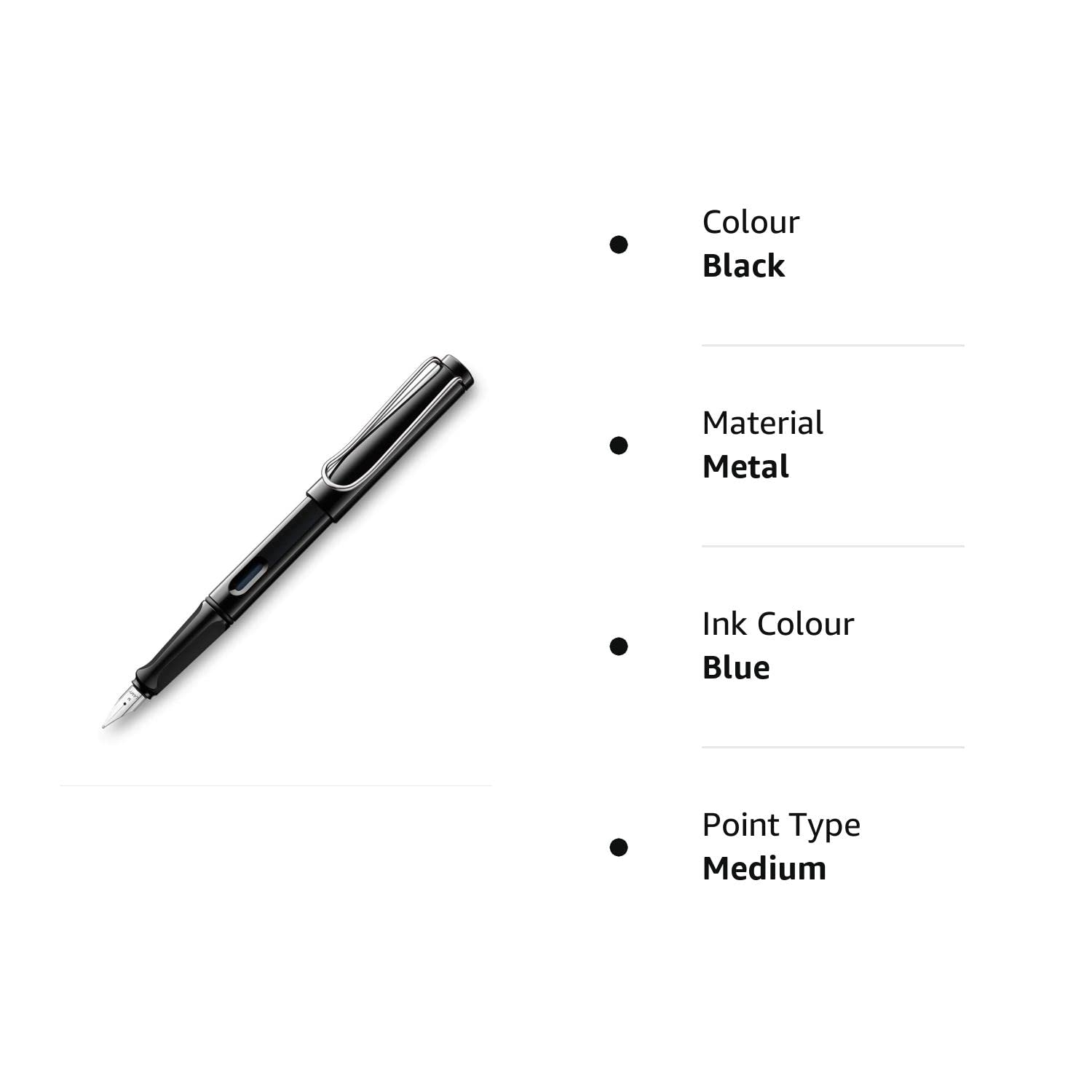 Lamy Safari Medium Nib Shiny Black Fountain Pen | Sturdy Plastic, Shiny Black | Metal Clip | Ergonomic Grip | Steel Nib, Polished | with Ink Cartridge T 10 Blue | with Converter Z 28