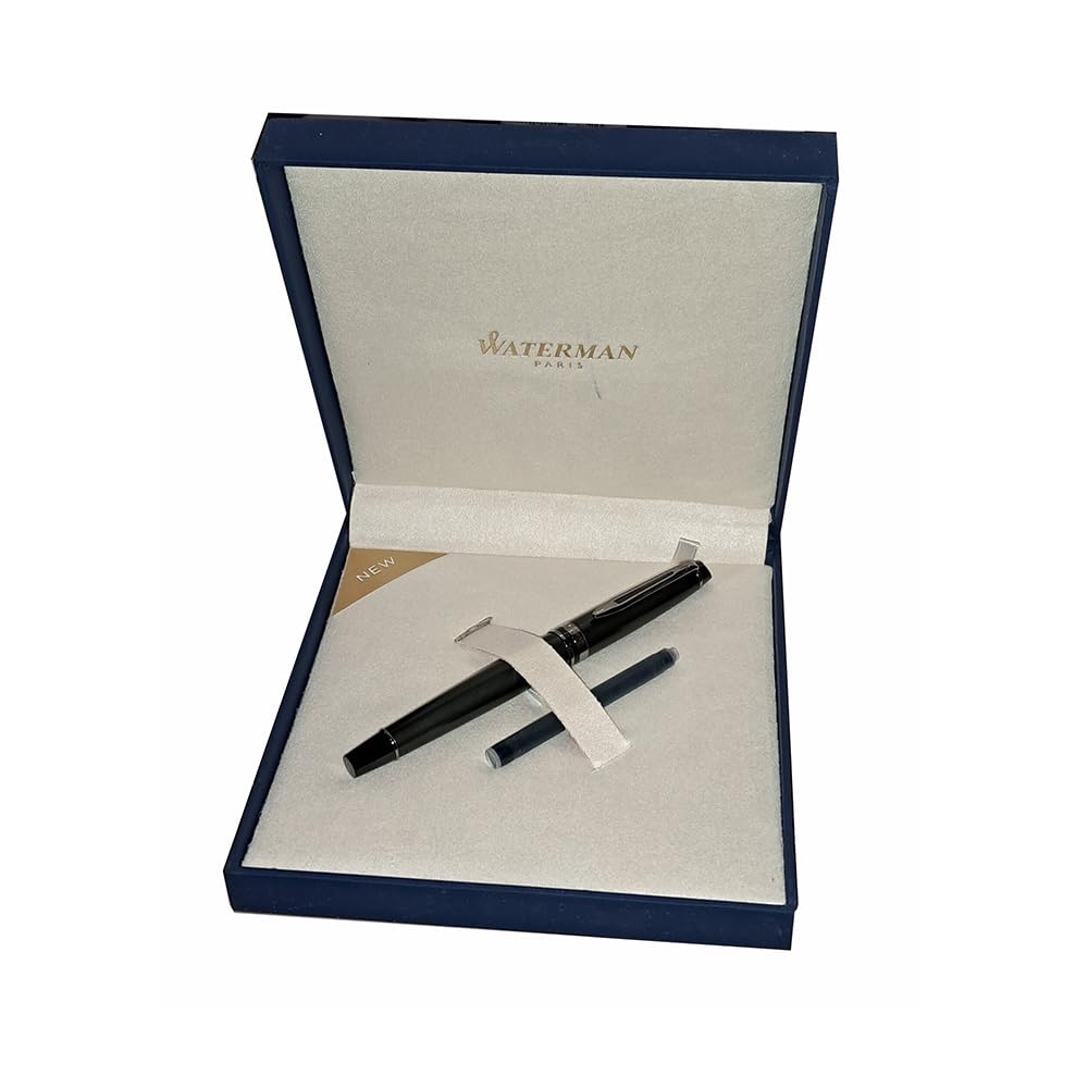 Waterman EXPERT METALLIC BLACK WITH RUTHENIUM TRIM FOUNTAIN PEN – MEDIUM NIB