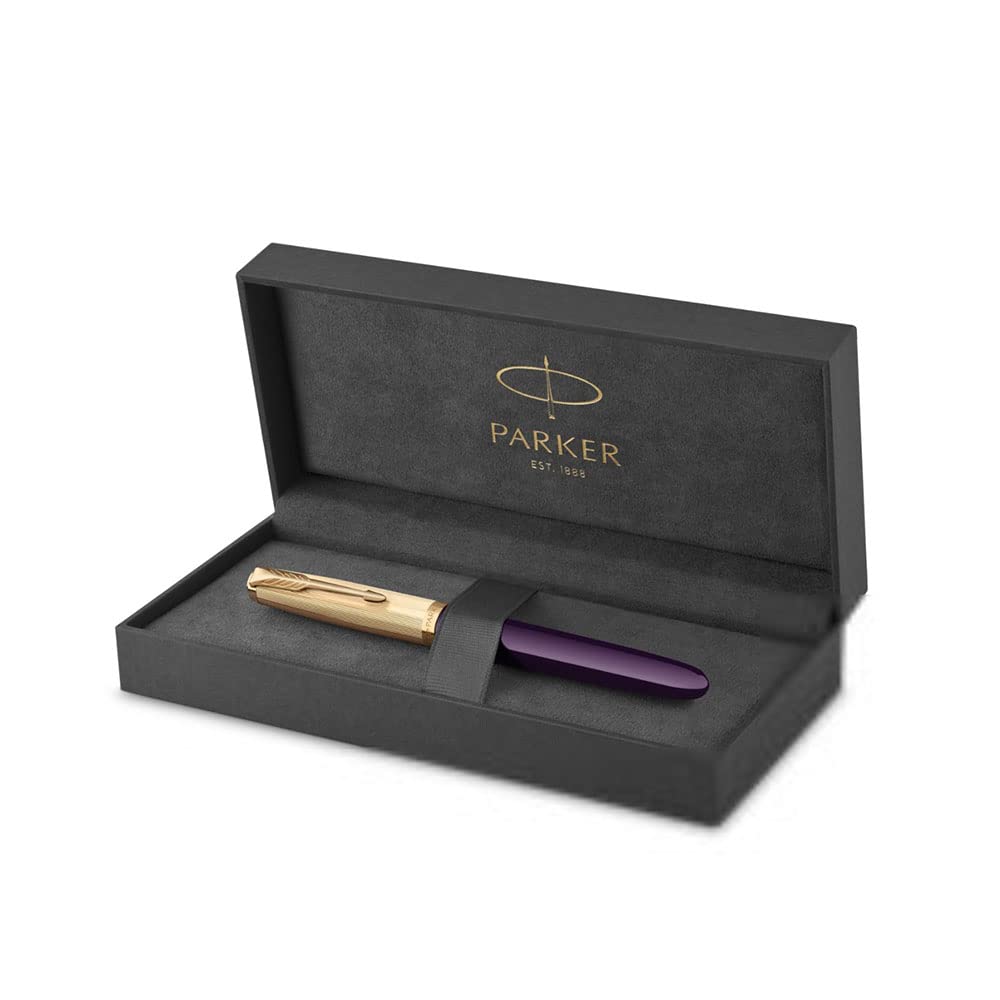 Parker 51 DELUXE PLUM WITH GOLD TRIM FOUNTAIN PEN – 18KT GOLD FINE NIB