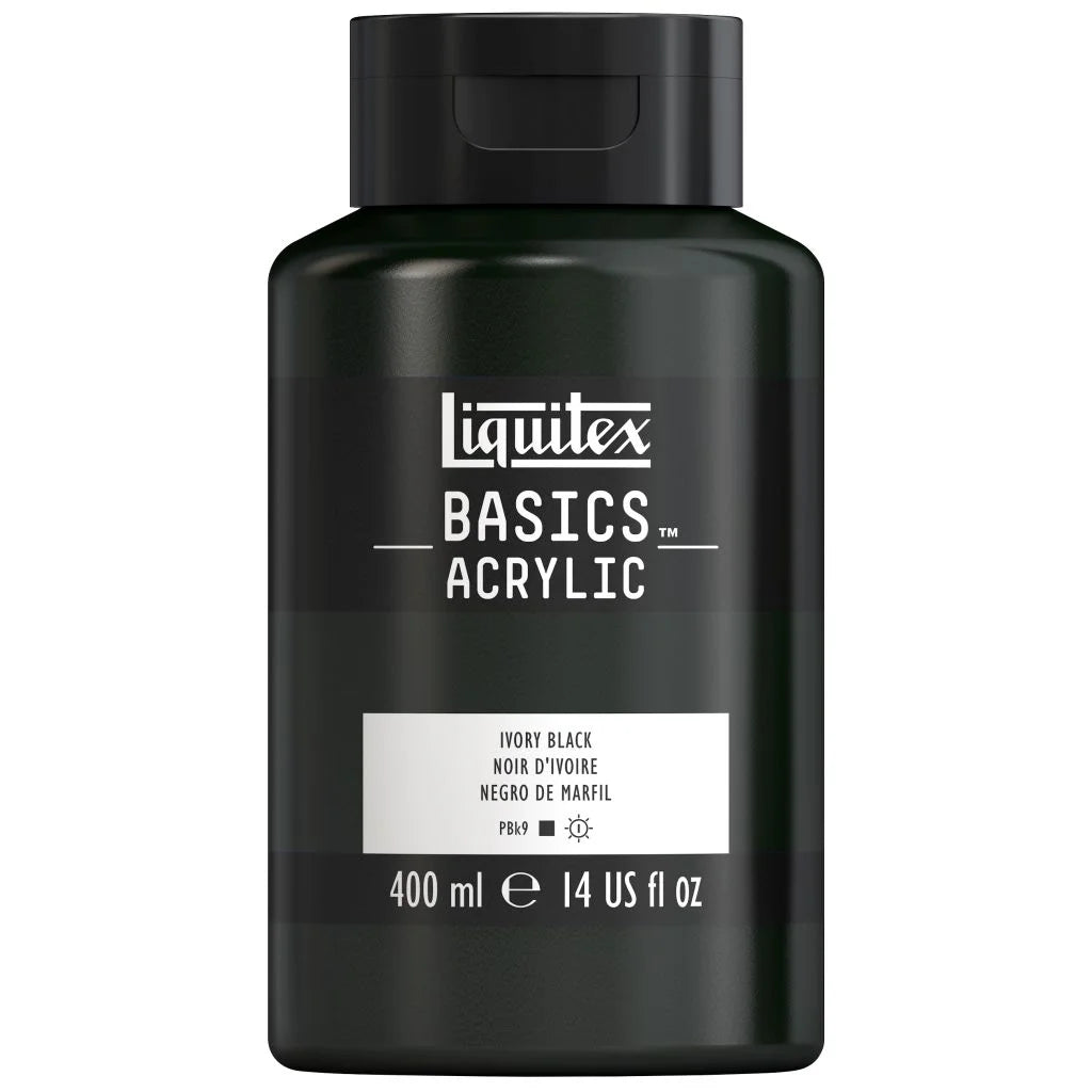 LIQUITEX BASICS ACRYLIC COLOUR - JAR OF 400 ML - IVORY BLACK (244)