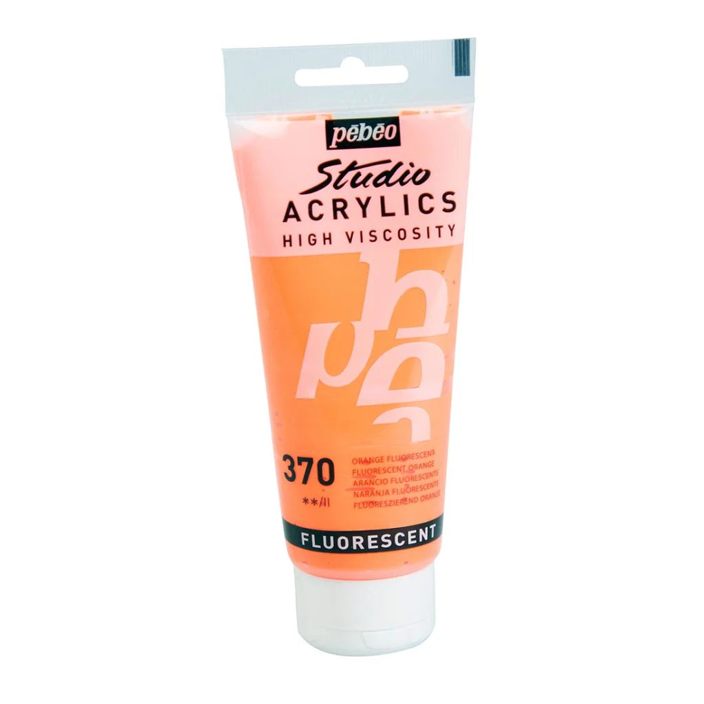 PEBEO HIGH VISCOSITY STUDIO ACRYLICS - FLUORESCENT ORANGE (370) - TUBE OF 100 ML