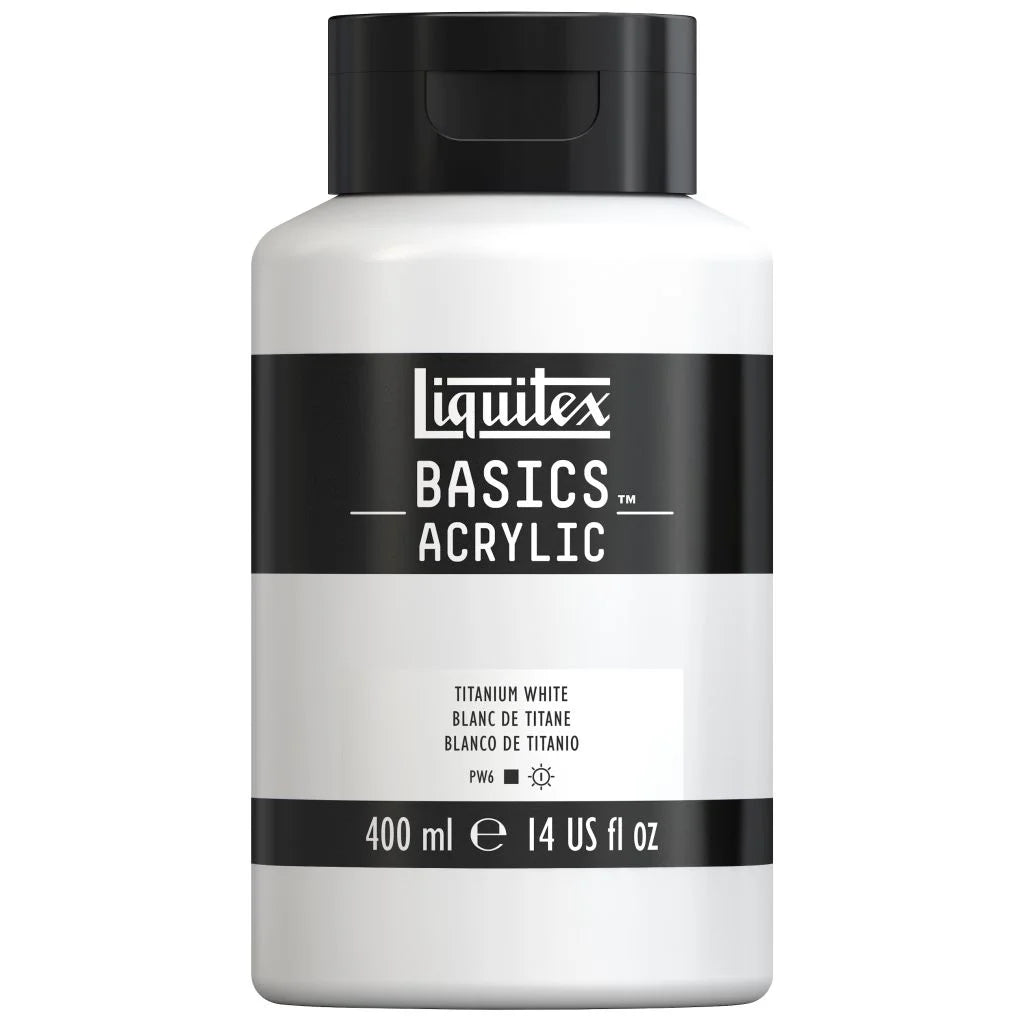 LIQUITEX BASICS ACRYLIC COLOUR - JAR OF 400 ML - TITANIUM WHITE (432)