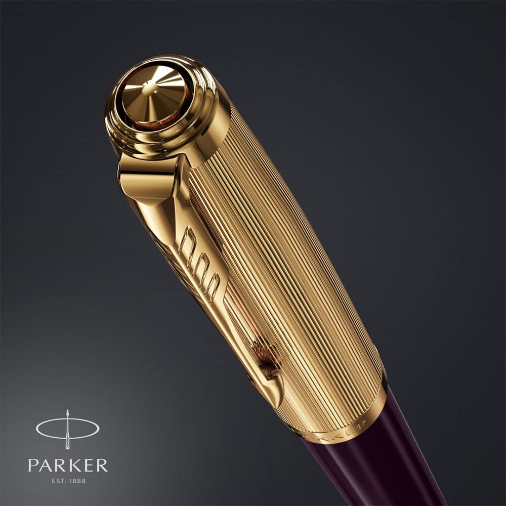 Parker 51 DELUXE PLUM WITH GOLD TRIM FOUNTAIN PEN – 18KT GOLD FINE NIB