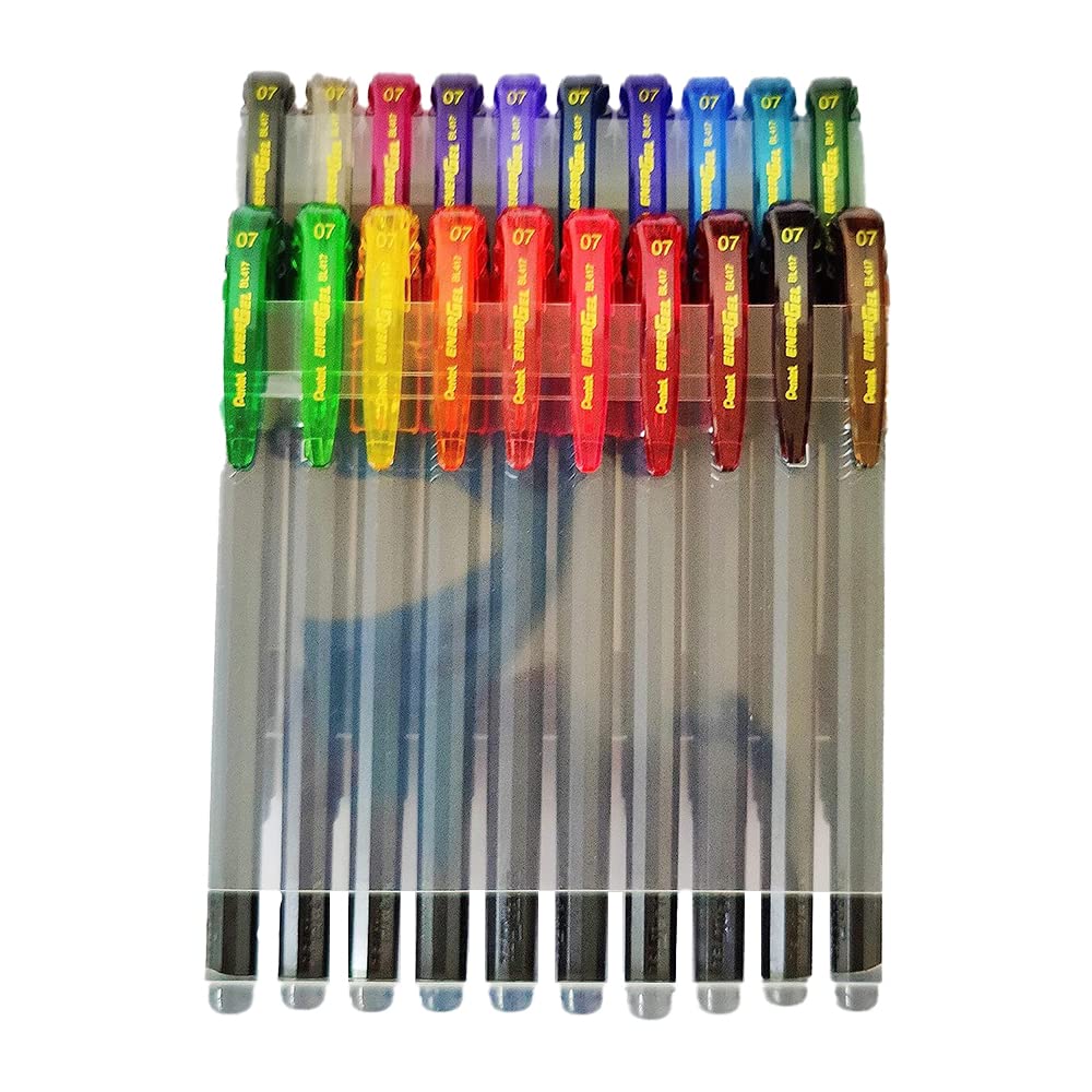 Pentel EnerGel Roller Gel Pen 0.7MM - Pack of 20 Assorted Colours