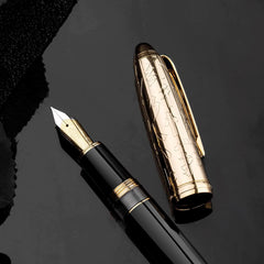 HONGDIAN N6 Metal Resin Piston Fountain Pen Fine Nib Classic Pen with Metal Box Office Writing Pen