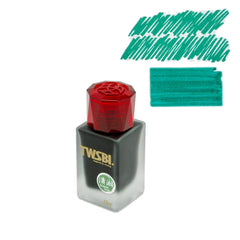 TWSBI Emerald Green Ink for Ink Pen - Fountain Pen - 18ml - Frosted Glass Bottle & Red Transparent Cap, Dye Based