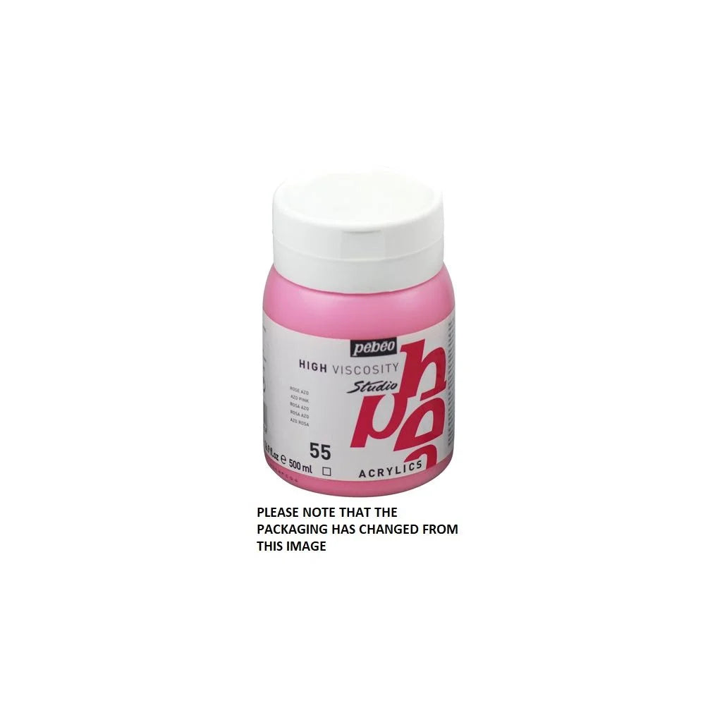 PEBEO HIGH VISCOSITY STUDIO ACRYLICS - AZO PINK (55) - JAR OF 500 ML