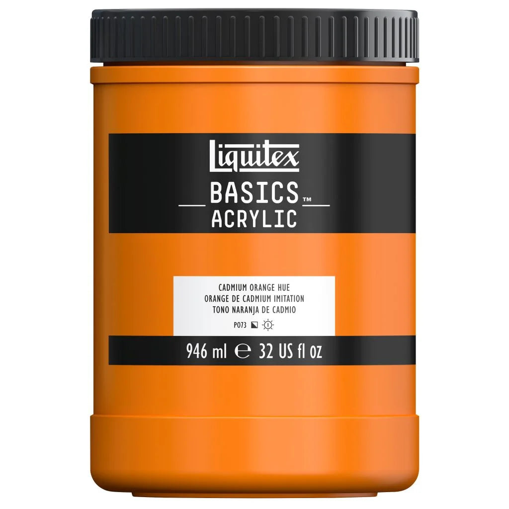 LIQUITEX BASICS ACRYLIC COLOUR - JAR OF 946 ML - CADMIUM ORANGE HUE (720)