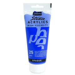 PEBEO HIGH VISCOSITY STUDIO ACRYLICS - OPAQUE LIGHT ULTRAMARINE BLUE (25) - TUBE OF 250 ML